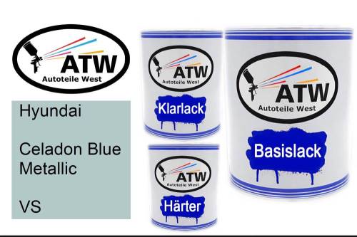 Hyundai, Celadon Blue Metallic, VS: 1L Lackdose + 1L Klarlack + 500ml Härter - Set, von ATW Autoteile West.